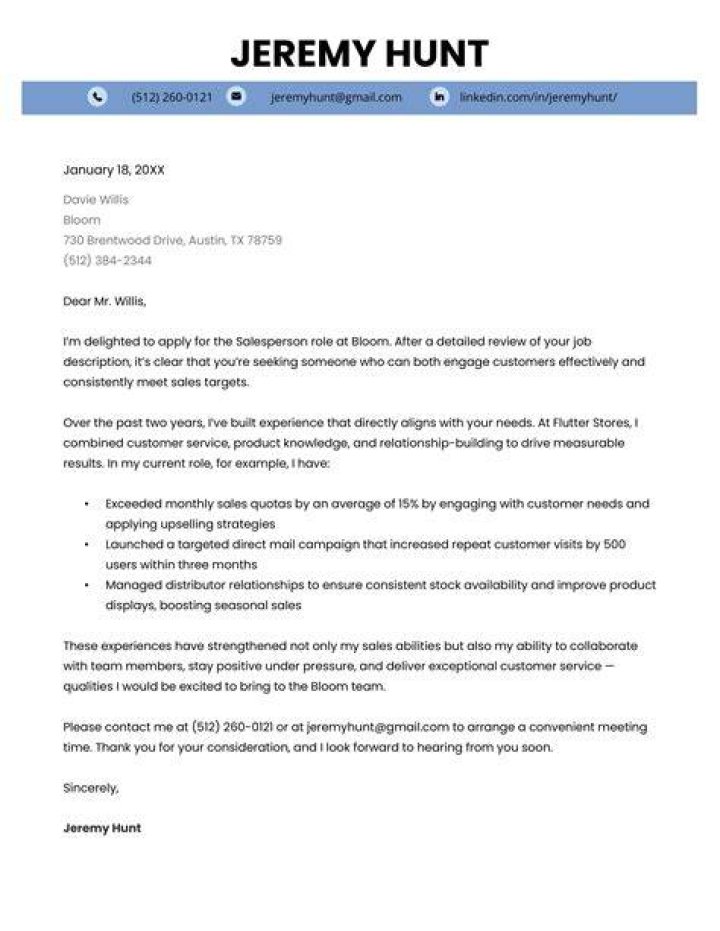 Should cover letters have bullet points?